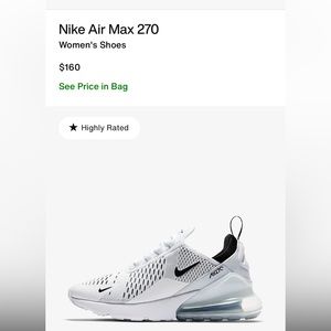 Nike Airmax 270. Women’s size 7. Some staining on left front shoe (see photo)